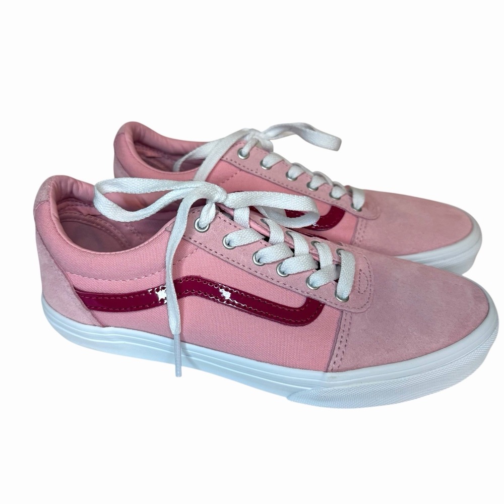 Vans Ward Canvas Suede Sneakers Powder Pink Coral Blush Youth Size 5 Brand New